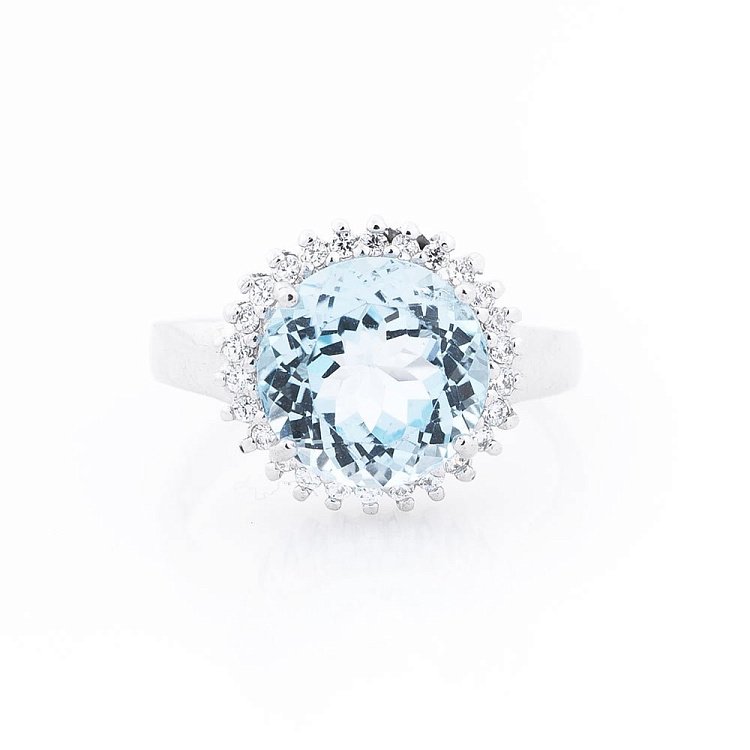 Срібний перстень з блакитним топазом і фіанітами 111433 від ювелірного магазину Онікс - 2