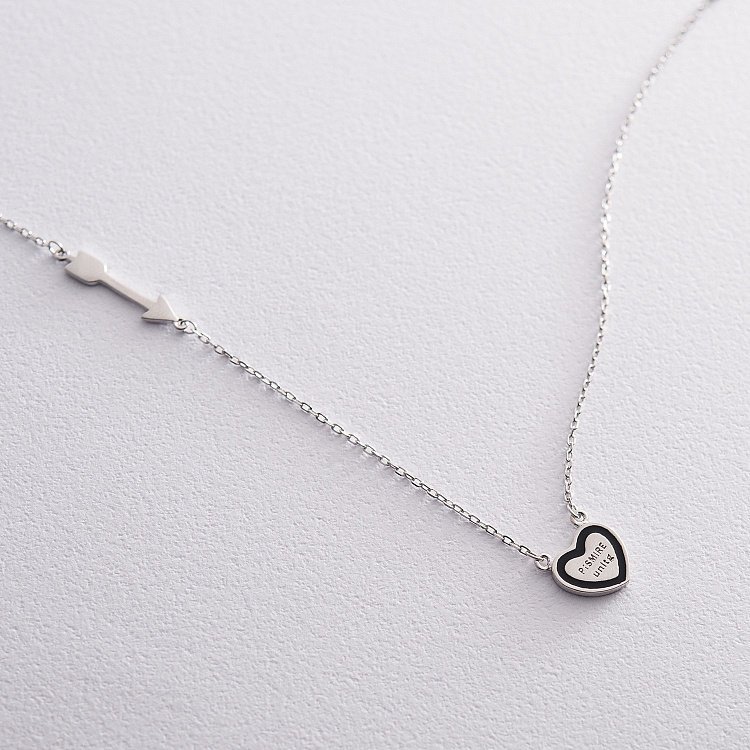 Серебряное колье "Сердце и стрела" 18953 от ювелирного магазина Оникс - 1