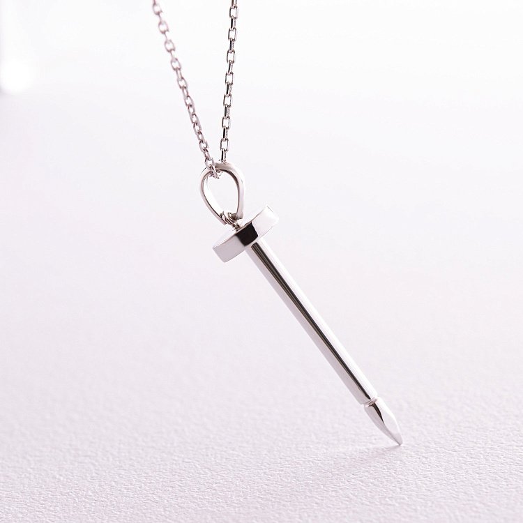 Колье "Гвоздь" в белом золоте кол02327 от ювелирного магазина Оникс