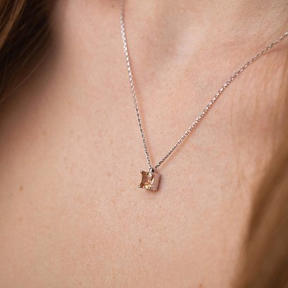 Золотое колье "Альма" (оранжевый фианит) кол02372 №6