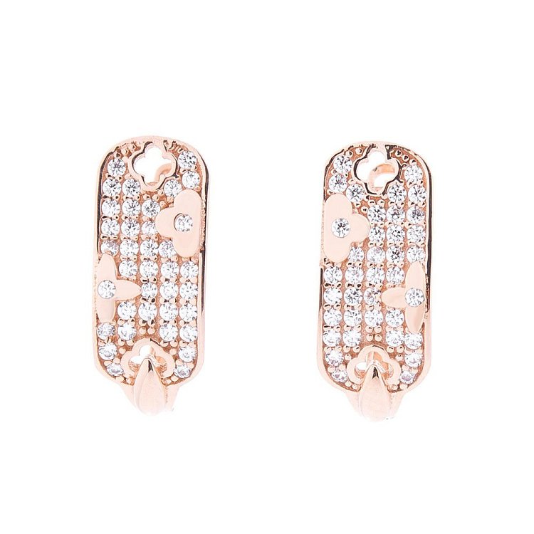 Золоті сережки з конюшиною (фіаніт) с06232 від ювелірного магазину Онікс - 1