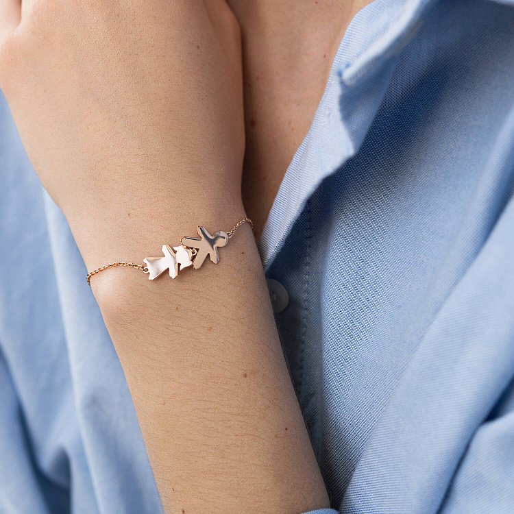 Браслет "Девочка и мальчик" в красном золоте (возможна гравировка) з2090 от ювелирного магазина Оникс - 3