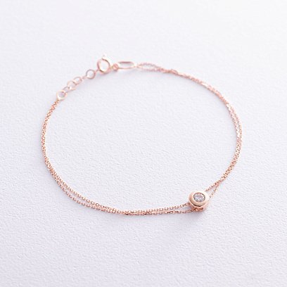 Двойной золотой браслет с фианитом б04482