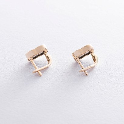 Сережки "Конюшина" в жовтому золоті (онікс) с07509 №3
