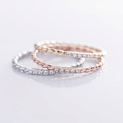 Кольцо "Мелоди" с фианитами (красное золото) к07546 №11