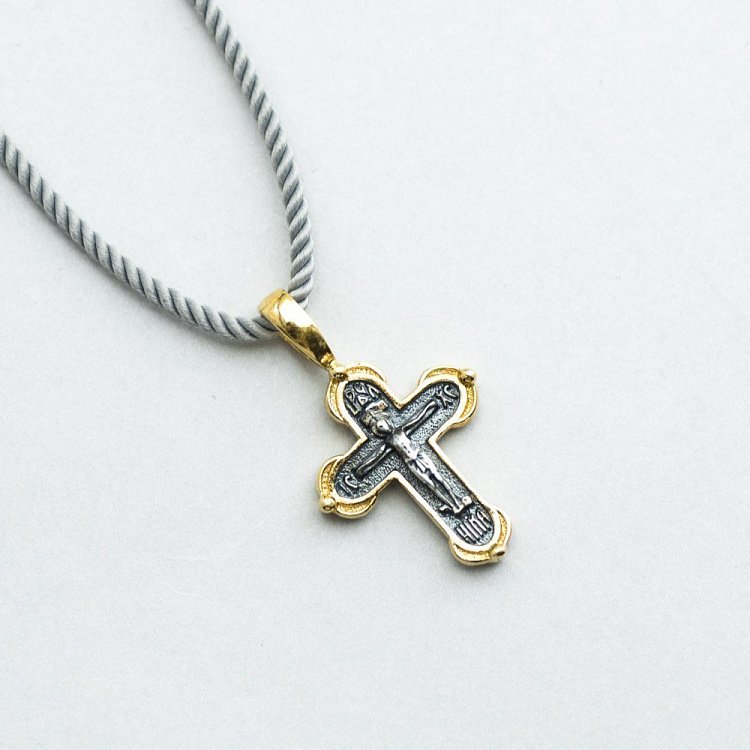 Серебряный крест "Распятие" с позолотой 132349 от ювелирного магазина Оникс - 6