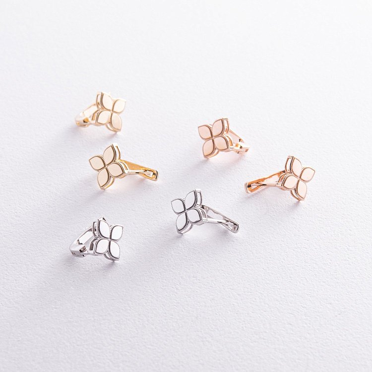 Сережки "Конюшина" в червоному золоті с08456 від ювелірного магазину Онікс - 2