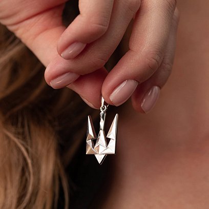 Кулон "Герб України - Тризуб" у білому золоті п03720 №2