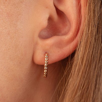 Серьги - кольца в красном золоте (шарики) с09043 №2