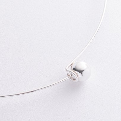 Колье - чокер "Adele" в серебре с шариком (10 мм) 181328 №2