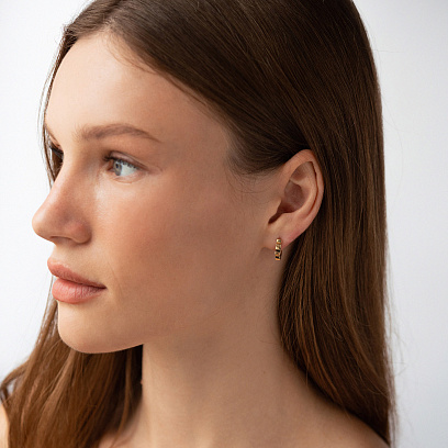 Сережки - кільця "Ruby" у жовтому золоті с09126 №5