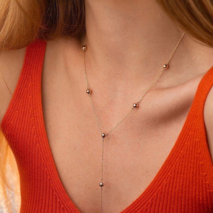 Колье 2 в 1 "Шарики" в красном золоте кол02334 от ювелирного магазина Оникс - 4