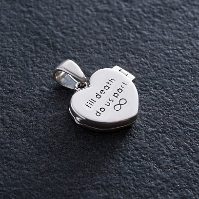 Срібний кулон "Сердечко. Till death do us part - поки смерть нас не розлучить" для фото 7352 №7