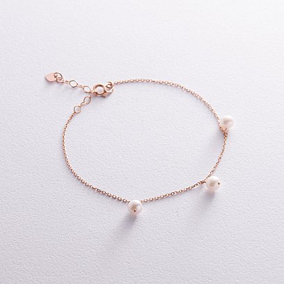 Браслет с жемчугом (красное золото) б05263