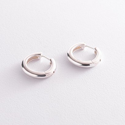 Серебряные серьги - кольца 123220 №6