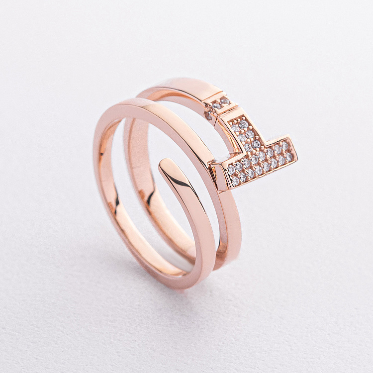 Кольцо "Tilda" в красном золоте к08354 от ювелирного магазина Оникс - 2