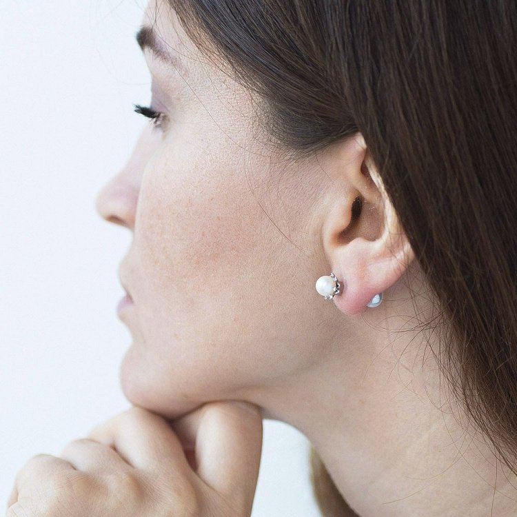 Золоті сережки-пусети (культ. прісн. перли) с04081 від ювелірного магазину Онікс - 2