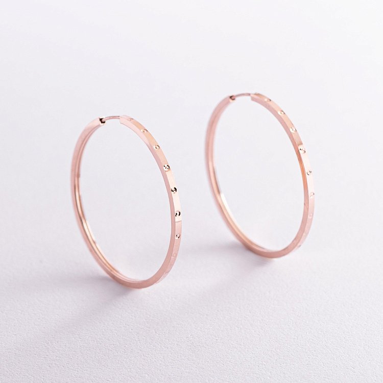 Сережки - кільця в червоному золоті с07757 від ювелірного магазину Онікс - 1