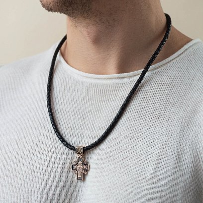 Золотой православный крест "Иисус Христос "Царь царей". Икона Божией Матери "Державная" п02407 №2