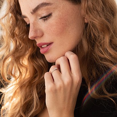 Заручальна золота каблучка з діамантом кб0411 №2