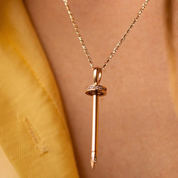 Кольє "Цвях" у червоному золоті (фіаніти) кол02353 від ювелірного магазину Онікс - 3