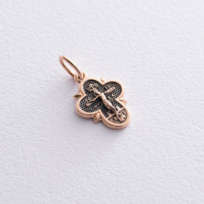 Золотий хрестик "Розп'яття. Спаси і Збережи" (чорніння) п03263 №5