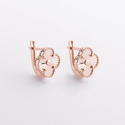 Серьги "Клевер" в красном золоте с08851