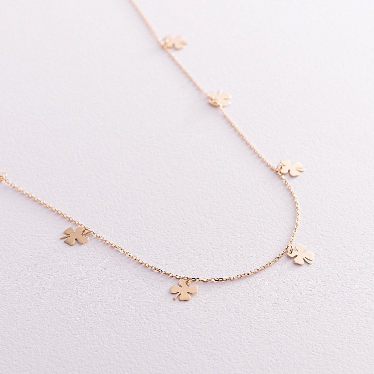 Колье "Клевер" в желтом золоте кол02086 от ювелирного магазина Оникс - 1