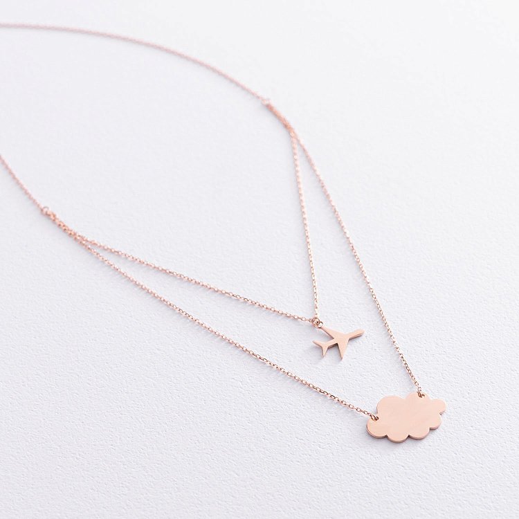 Колье "Полет над облаками" в красном золоте (возможна гравировка) кол01882 от ювелирного магазина Оникс - 1