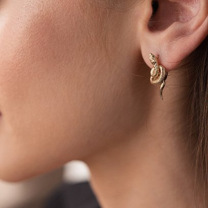 Сережки "Змії" у жовтому золоті с07968 №2