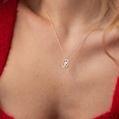 Колье с буквой "Р" в желтом золоте кол02463р №2