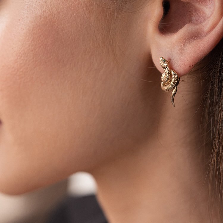 Сережки "Змії" у жовтому золоті с07968 від ювелірного магазину Онікс - 2