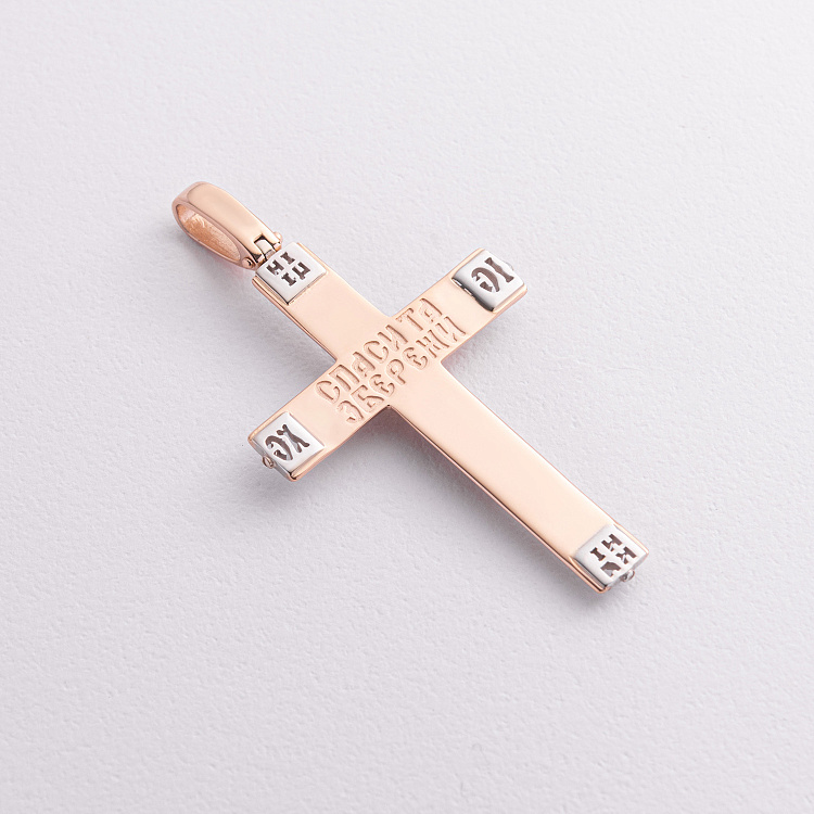 Золотой крест "Распятие. Спаси и Сохрани" (на укр. языке) 250071 от ювелирного магазина Оникс - 1