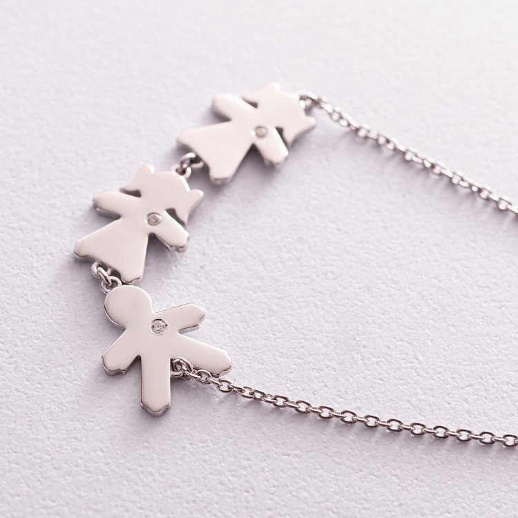 Срібний браслет "Дві дівчинки та хлопчик" (можливе гравіювання) 2087 від ювелірного магазину Онікс - 2