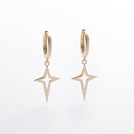 Серьги "Полярная звезда" в желтом золоте с08332