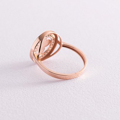 Кольцо "Клевер" в красном золоте (зеленые фианиты) к06945 №3