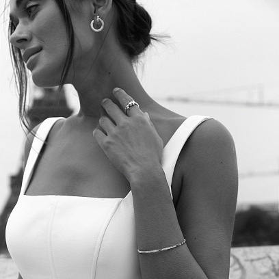 Серьги - пусеты "Evelyn" в красном золоте (фианиты) с08688 №7