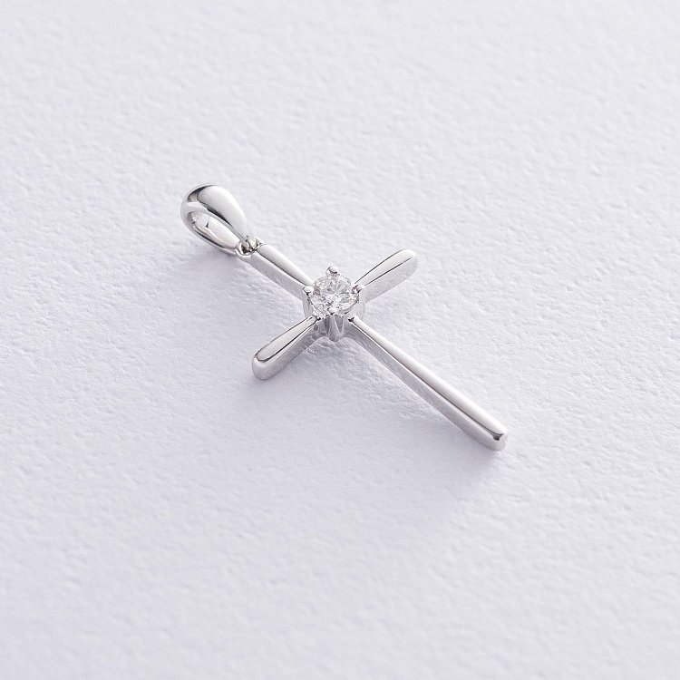 Золотий хрестик з діамантом пб0230ri від ювелірного магазину Онікс