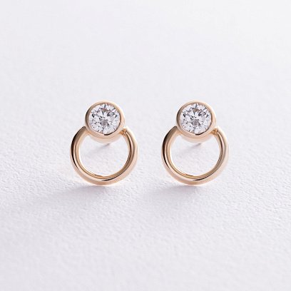 Сережки - пусети "Ейпріл" з фіанітами (жовте золото) с08224