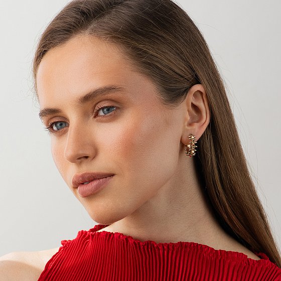 Серьги - кольца "Тереза" в желтом золоте с09729 №2