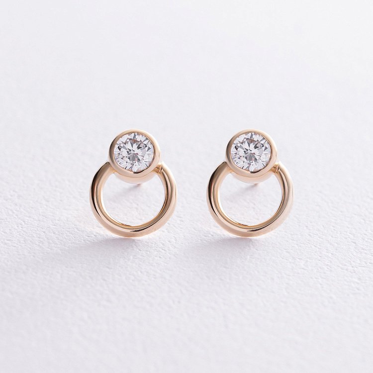 Сережки - пусети "Ейпріл" з фіанітами (жовте золото) с08224 від ювелірного магазину Онікс