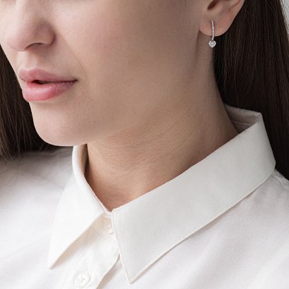 Золотые серьги с сердечками (бриллиант) сб0231ca №2