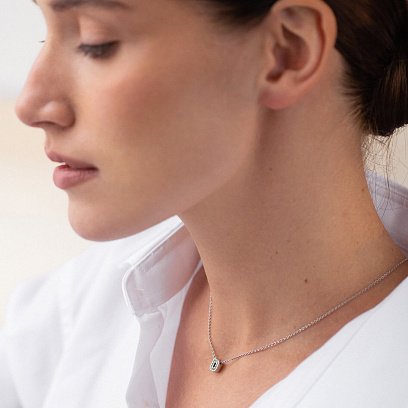 Серебряное колье с буквой "D" с фианитами 1103 D №5