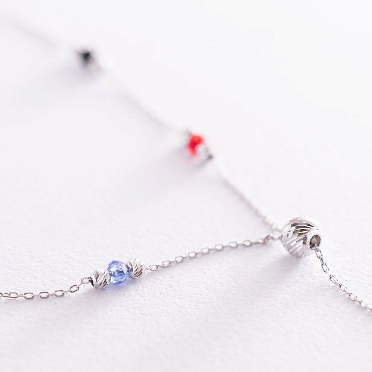 Серебряное колье (разноцветные фианиты) 181115 от ювелирного магазина Оникс - 3