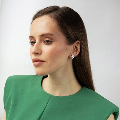 Сережки в білому золоті (діаманти) сб0694cha №2