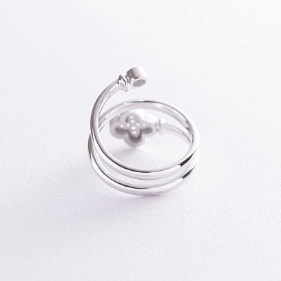 Золотое кольцо "Клевер" с фианитами к06668 №4