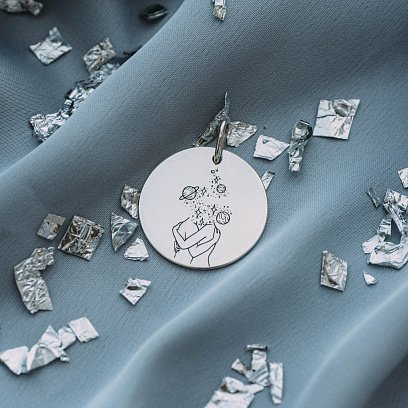 Серебряный кулон "Ты моя вселенная" 133090всел №7