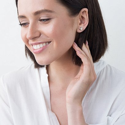 Серьги-гвоздики (культ. пресн. жемчуг) с02599 №2