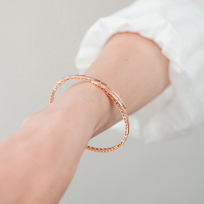 Жорсткий браслет "Змія" у червоному золоті (фіаніти) б05621 №7