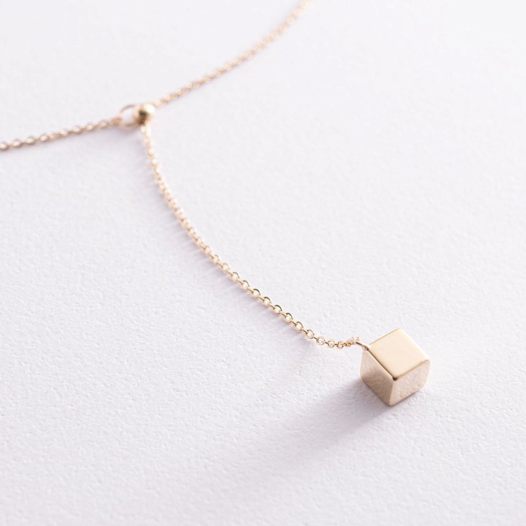 Кольє з кубиком в жовтому золоті 860355М від ювелірного магазину Онікс - 3